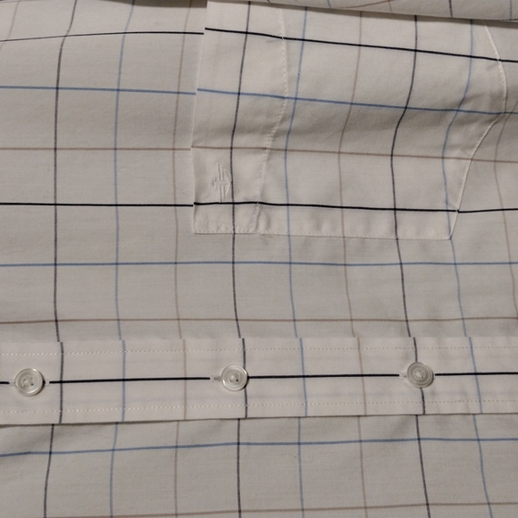 Men's Dockers XL white blue check pattern button up dress shirt - Picture 4 of 8